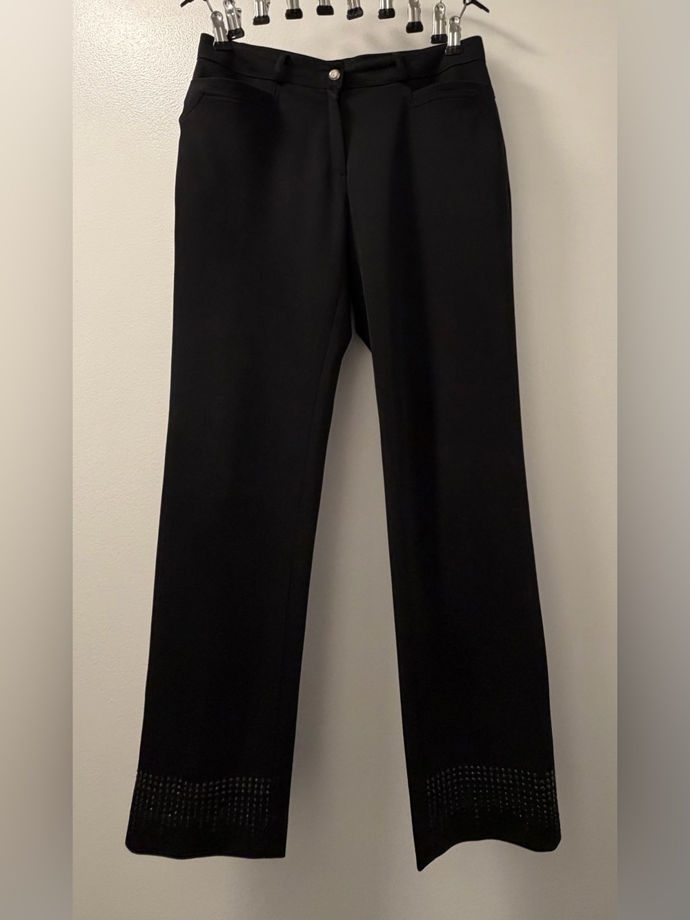 Korean Black Rhinestone Embellished Straight Leg Dress Pants Size 99